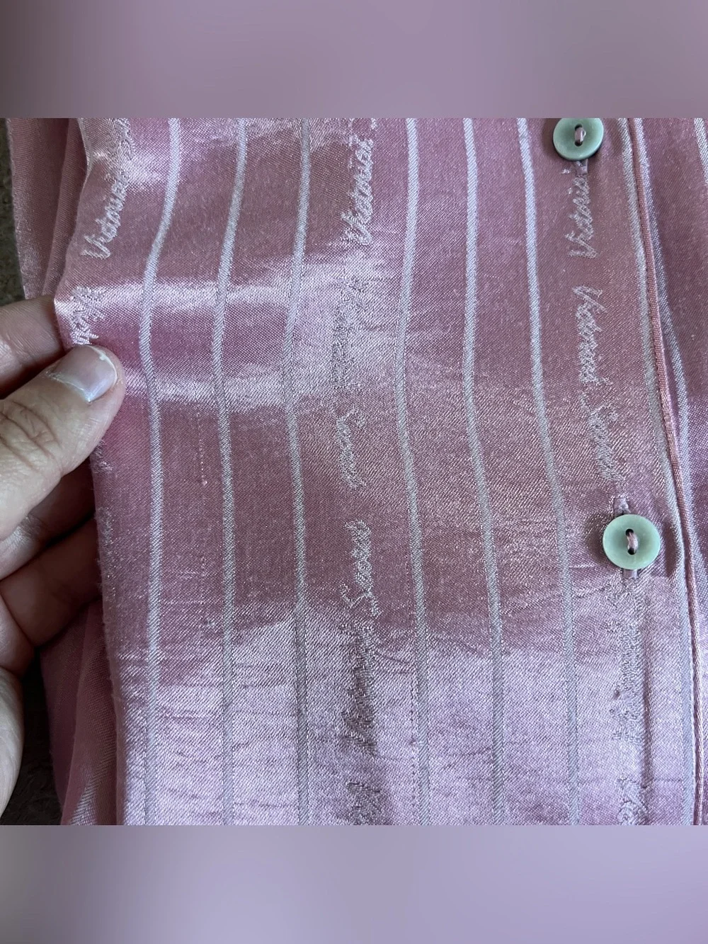 Victoria's Secret Signature Satin‎ Pajama Top Preppy Minimalist Coquette Sz XL